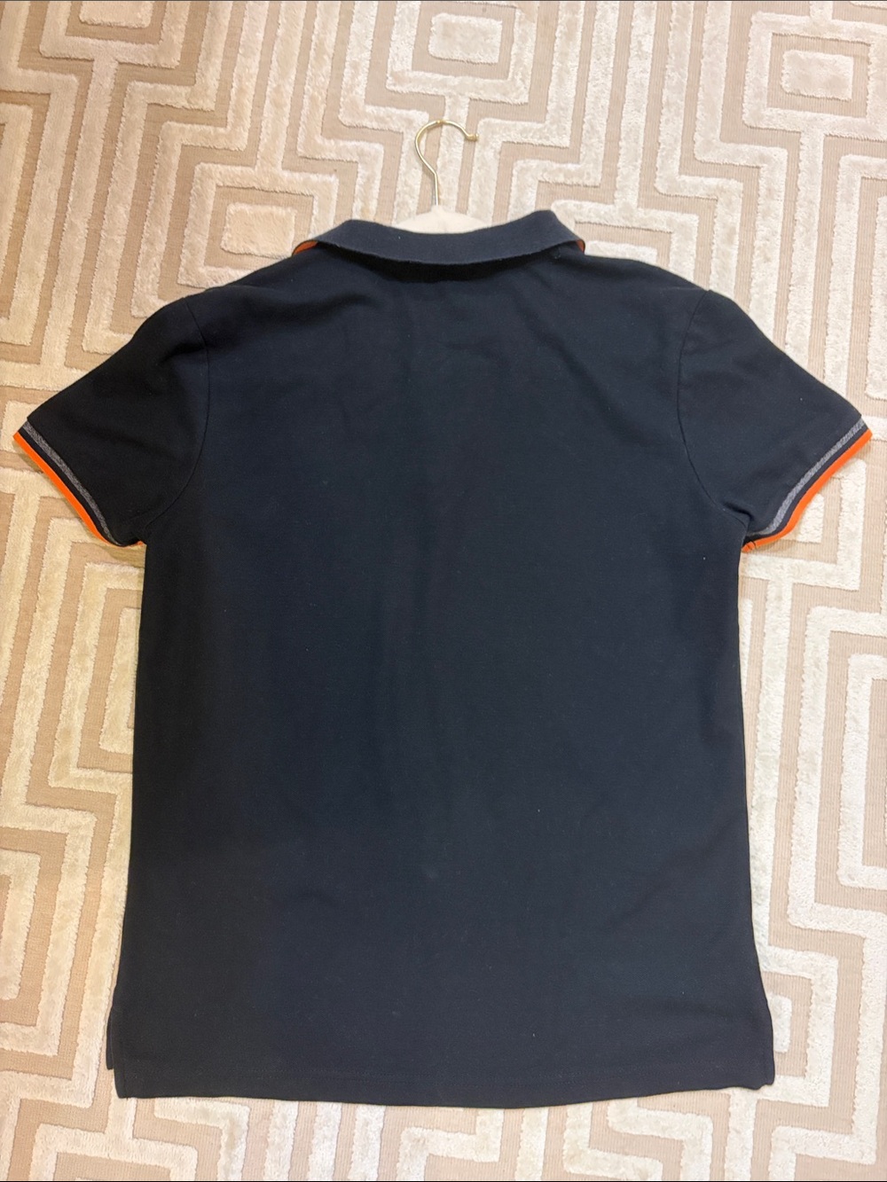 Men’s Black Polo Shirt with Orange Trim - Picture 5 of 5